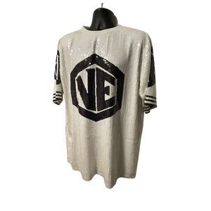 Sequin Embellished White and Black Women's Jersey